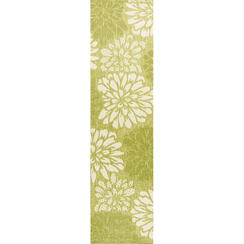 Zinnia Modern Floral Textured Weave Indoor/outdoor Runner Rug