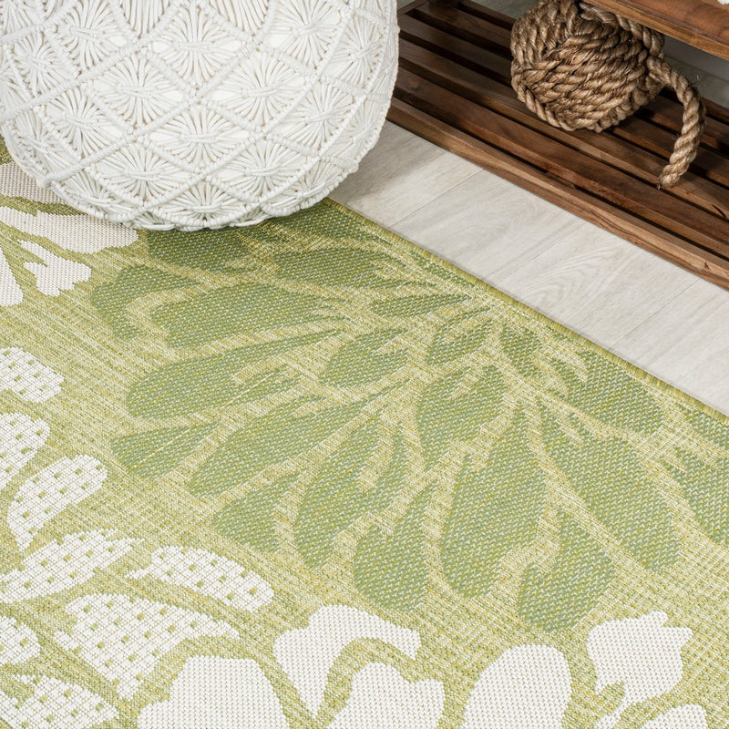 Zinnia Modern Floral Textured Weave Indoor/outdoor Square Rug