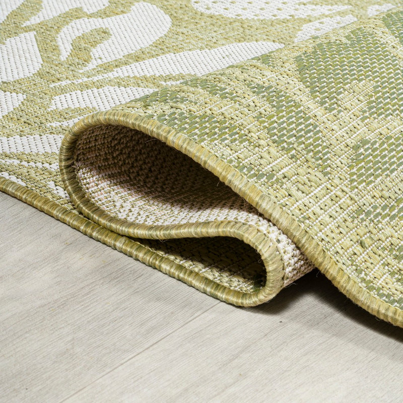 Zinnia Modern Floral Textured Weave Indoor/outdoor Round Rug