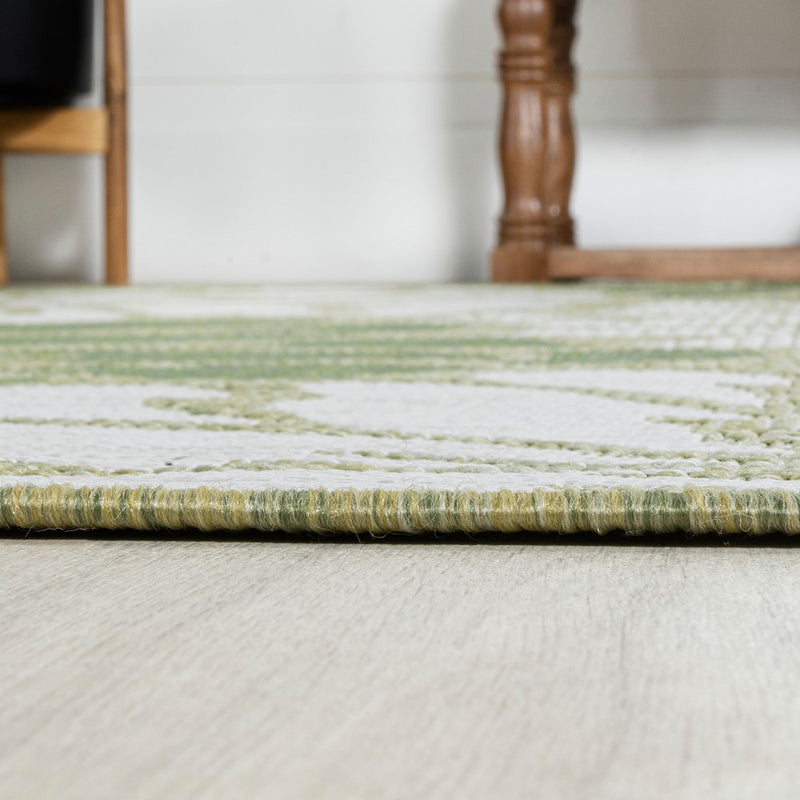 Zinnia Modern Floral Textured Weave Indoor/outdoor Square Rug