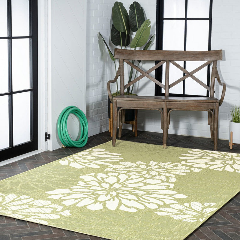 Zinnia Modern Floral Textured Weave Indoor/outdoor Area Rug