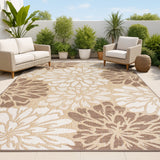 Zinnia Modern Floral Textured Weave Indoor/outdoor Area Rug
