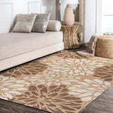 Zinnia Modern Floral Textured Weave Indoor/outdoor Area Rug