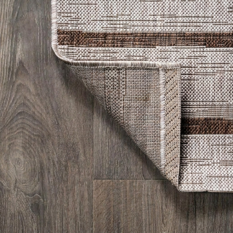 Colonia Berber Stripe Indoor/outdoor Area Rug Beige/Brown / Runner / 2'2" X 8' – BACK