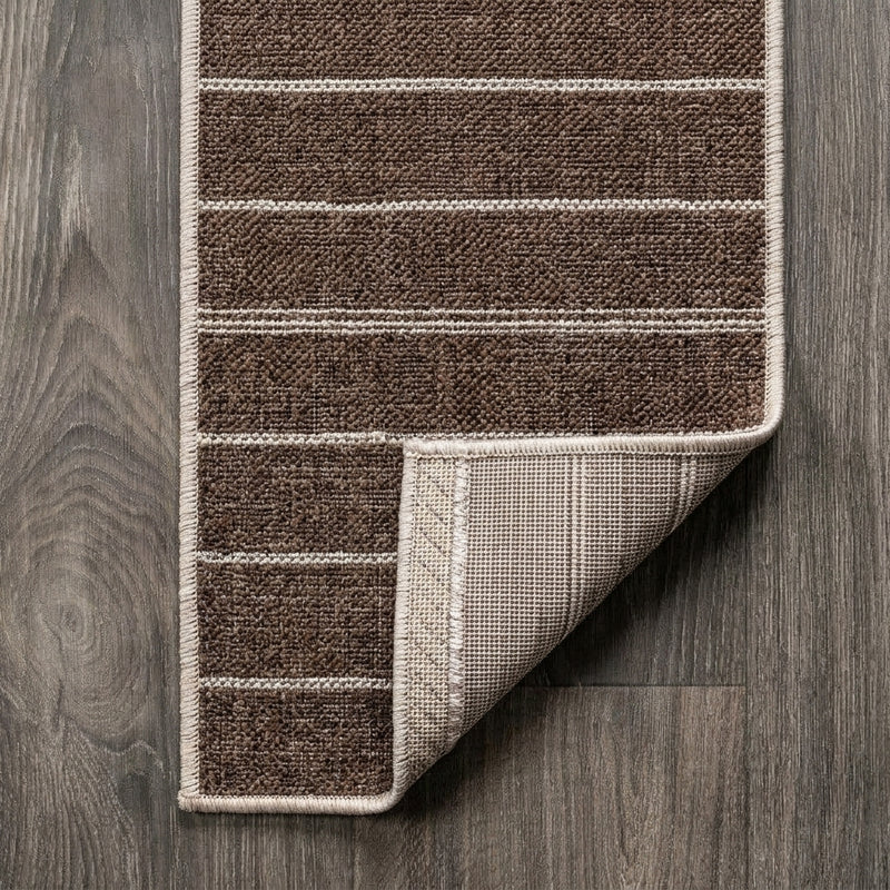 Colonia Berber Stripe Indoor/outdoor Area Rug Brown/Beige / Runner / 2'2" X 8' – BACK