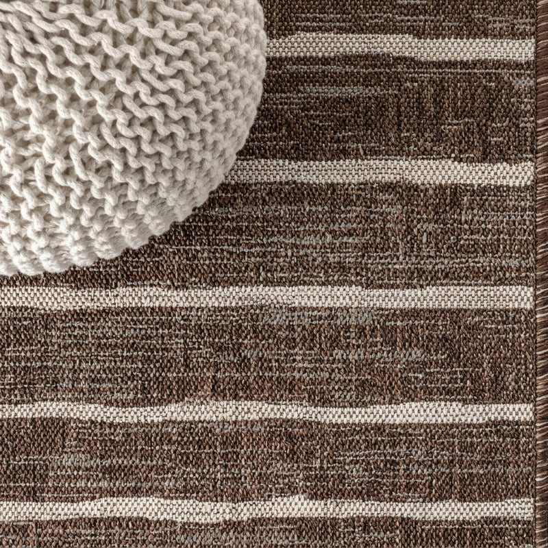 Colonia Berber Stripe Indoor/outdoor Area Rug Brown/Beige / Runner / 2'2" X 8' – DETAIL