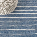 Colonia Berber Stripe Indoor/outdoor Area Rug Blue/Ivory / Square / 3'1" Square – DETAIL