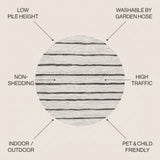 Colonia Berber Stripe Indoor/outdoor Area Rug Ivory/Black / Round / 3'11" Round – ICONS