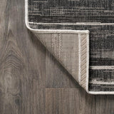 Colonia Berber Stripe Indoor/outdoor Area Rug Black/Ivory / Runner / 2'2" X 8' – BACK