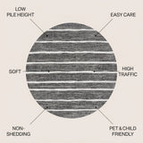 Colonia Berber Stripe Indoor/outdoor Area Rug Black/Ivory / Round / 3'1" Round – ICONS