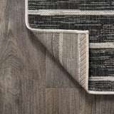 Colonia Berber Stripe Indoor/outdoor Area Rug Black/Ivory / Square / 3'1" Square – BACK