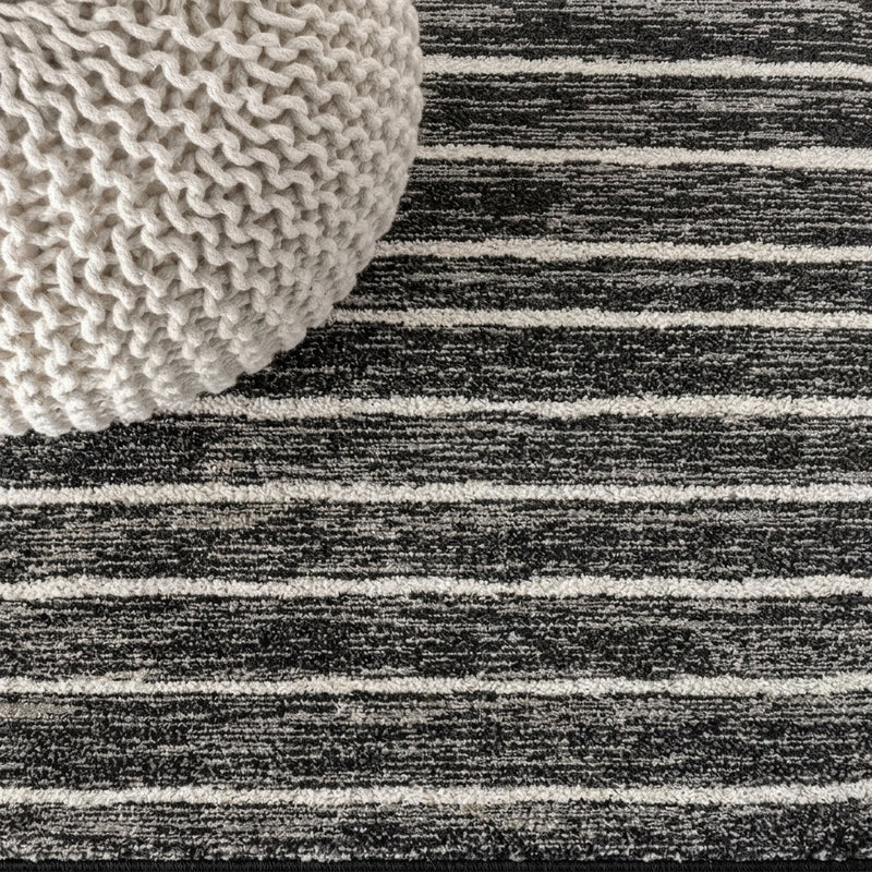 Colonia Berber Stripe Indoor/outdoor Area Rug Black/Ivory / Square / 3'1" Square – DETAIL