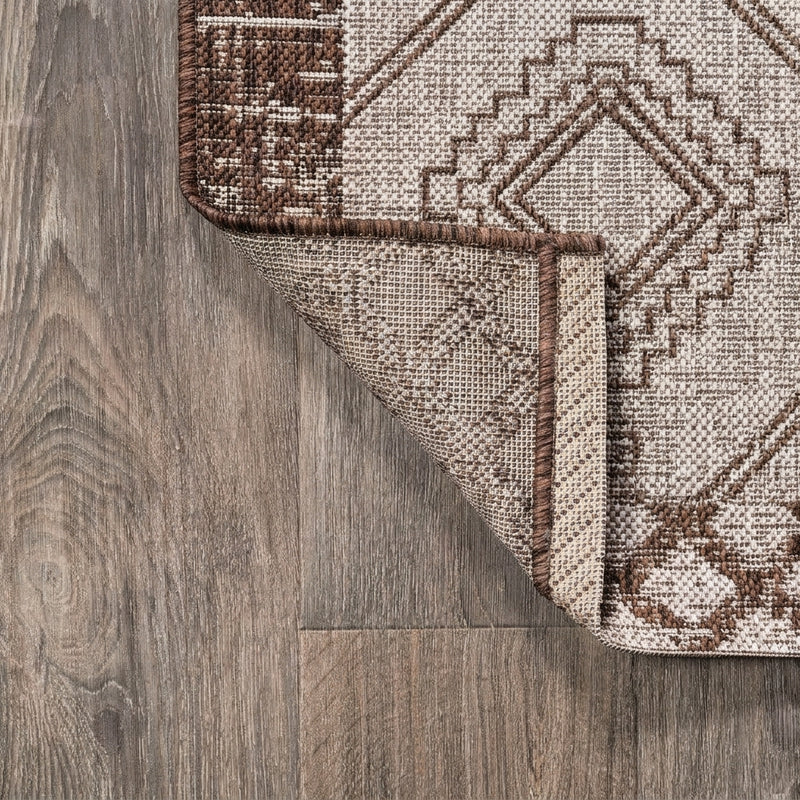 Marokko Diamond Tribal Medallion Indoor/outdoor Area Rug Beige/Brown / Runner / 2'2" X 8' – BACK