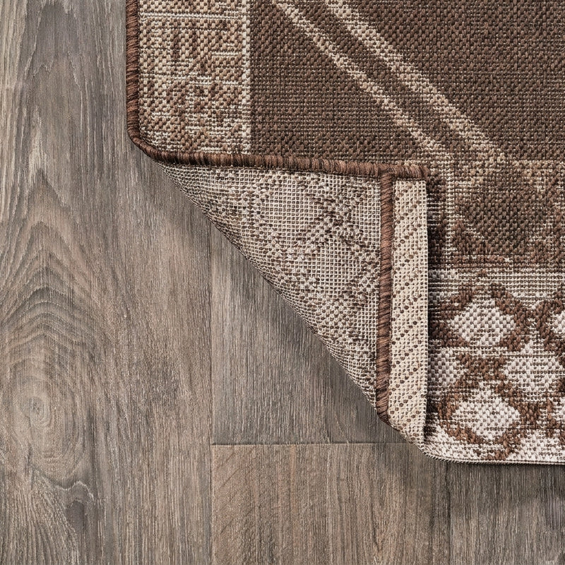 Marokko Diamond Tribal Medallion Indoor/outdoor Area Rug Brown/Beige / Runner / 2'2" X 8' – BACK