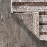 Sukie Modern Offset Stripe Indoor/outdoor Area Rug Beige/Brown / Runner / 2'2" X 8' – BACK