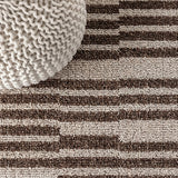 Sukie Modern Offset Stripe Indoor/outdoor Area Rug Brown/Beige / Runner / 2'2" X 8' – DETAIL