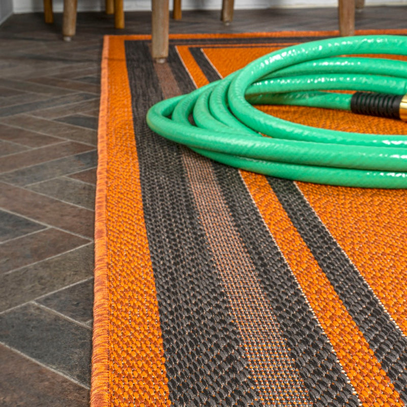 James Modern Border Stripe Indoor/outdoor Area Rug