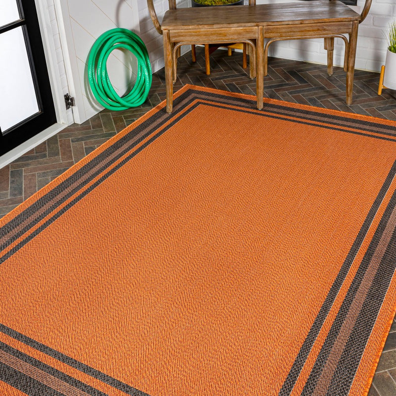 James Modern Border Stripe Indoor/outdoor Area Rug