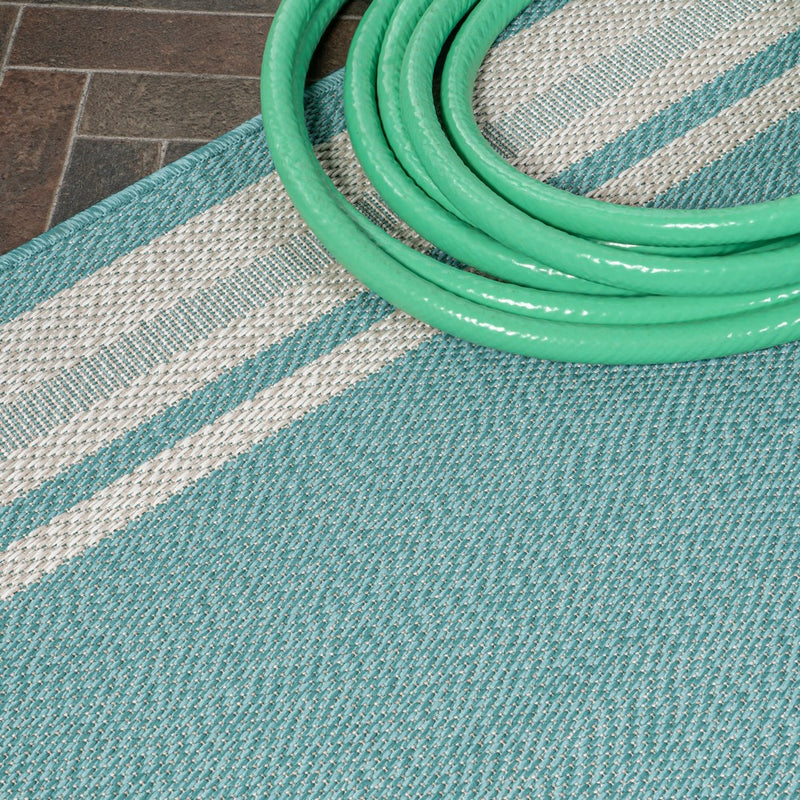 James Modern Border Stripe Indoor/outdoor Area Rug