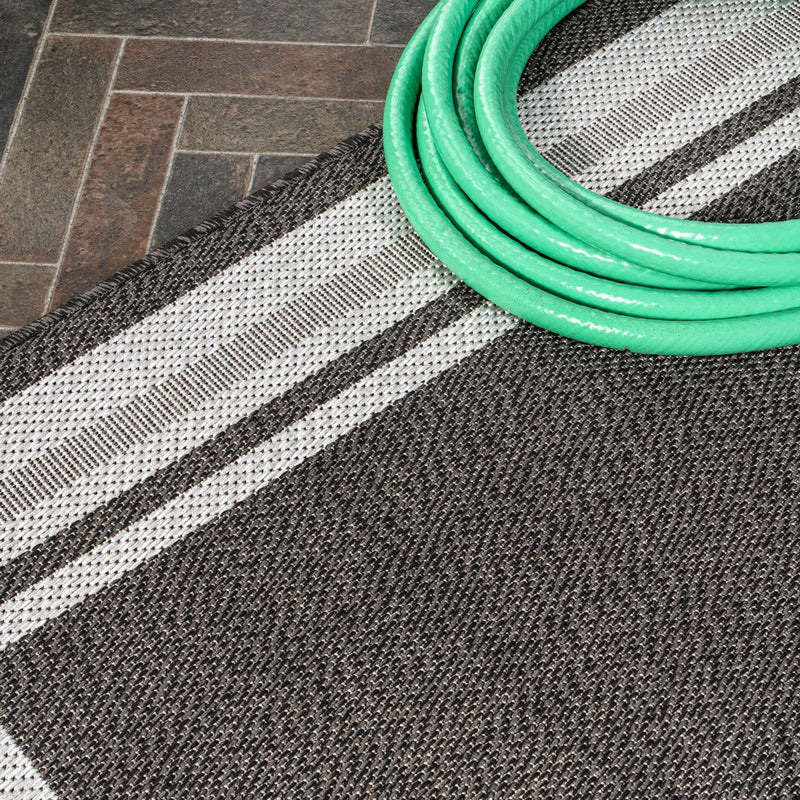 James Modern Border Stripe Indoor/outdoor Area Rug