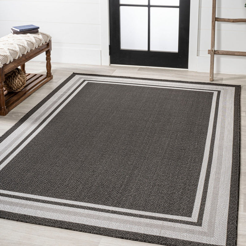 James Modern Border Stripe Indoor/outdoor Area Rug