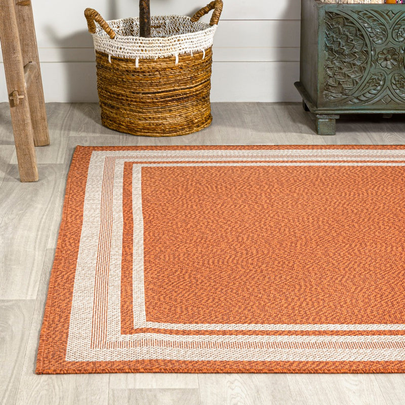 James Modern Border Stripe Indoor/outdoor Area Rug