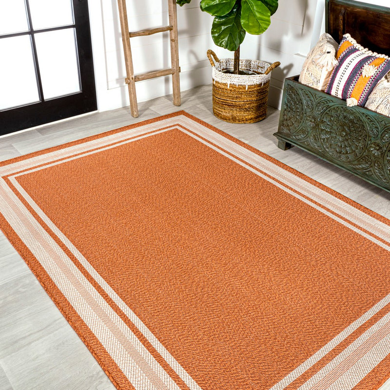 James Modern Border Stripe Indoor/outdoor Area Rug