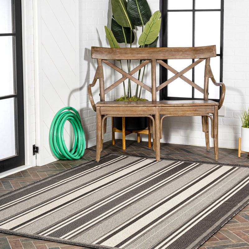 Haynes Modern Double Stripe Indoor/outdoor Area Rug