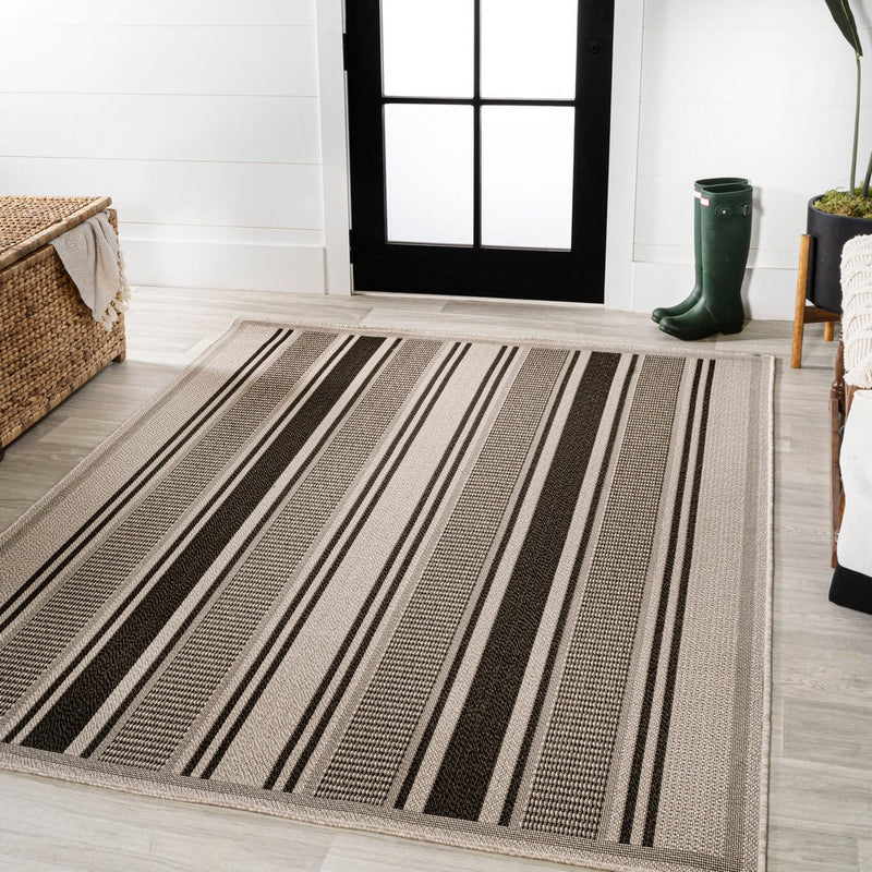 Haynes Modern Double Stripe Indoor/outdoor Area Rug