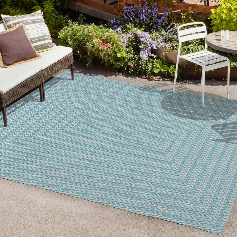 Chevron Modern Concentric Squares Indoor/outdoor Area Rug