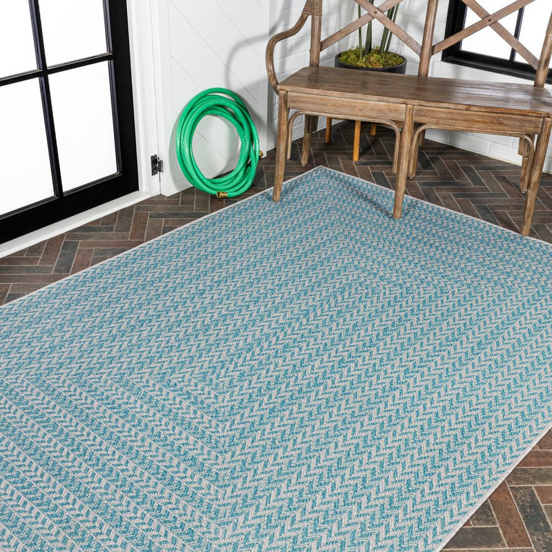 Chevron Modern Concentric Squares Indoor/outdoor Area Rug