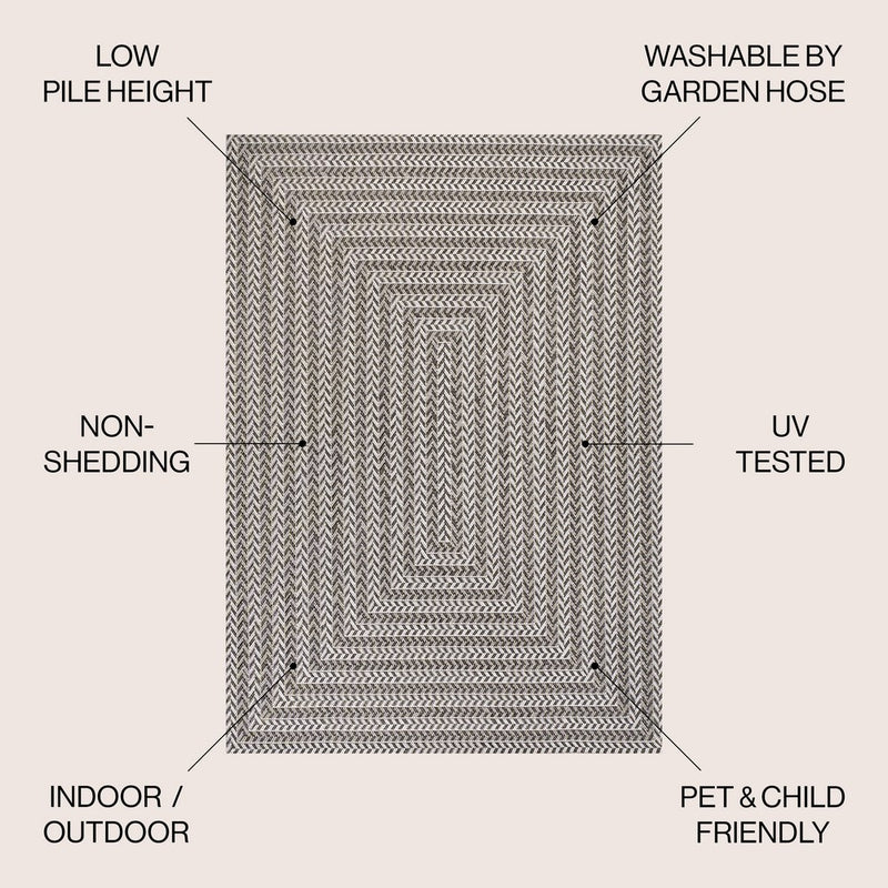 Chevron Modern Concentric Squares Indoor/outdoor Area Rug