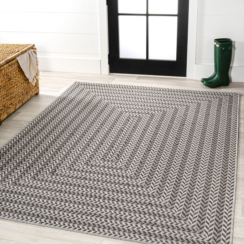 Chevron Modern Concentric Squares Indoor/outdoor Area Rug