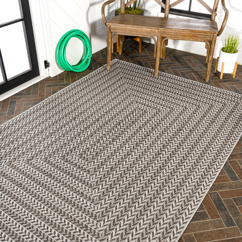 Chevron Modern Concentric Squares Indoor/outdoor Area Rug