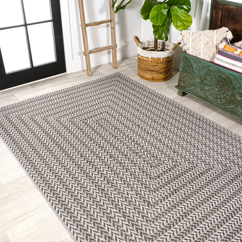 Chevron Modern Concentric Squares Indoor/outdoor Area Rug
