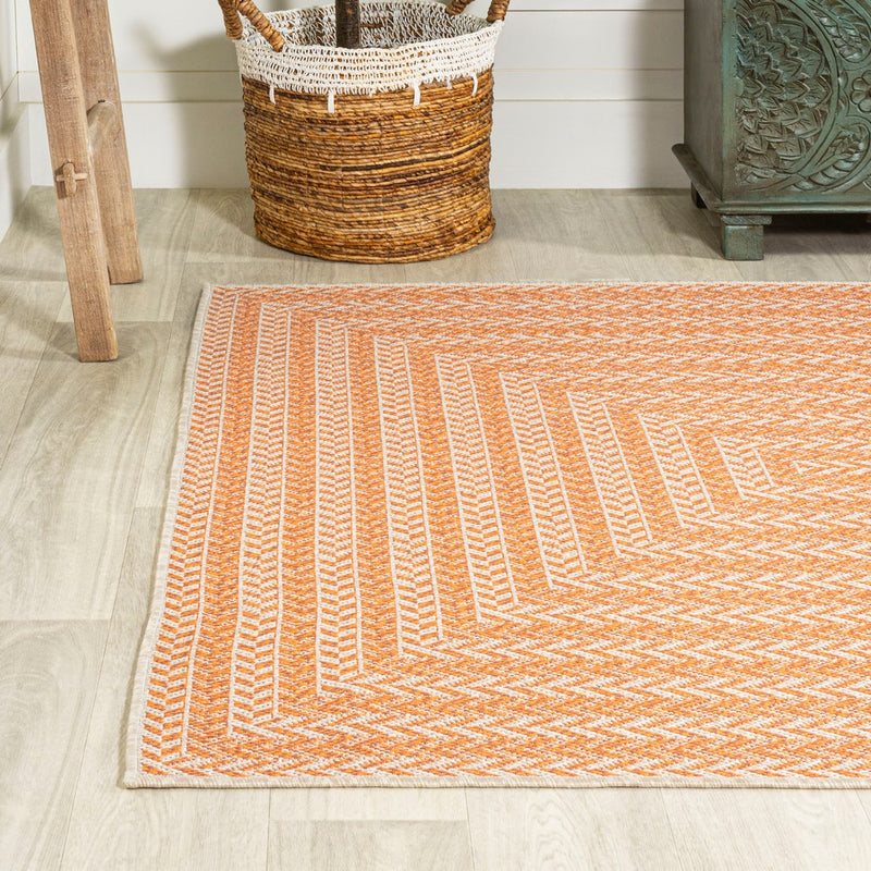 Chevron Modern Concentric Squares Indoor/outdoor Area Rug