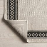 Lucia Classic Diamond Border Indoor/outdoor Area Rug Cream/Black / Runner / 2' X 8' – BACK