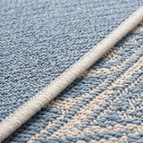 Lucia Classic Diamond Border Indoor/outdoor Area Rug Blue/Cream / Runner / 2' X 8' – DETAIL