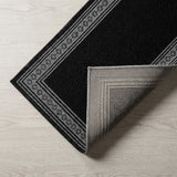 Lucia Classic Diamond Border Indoor/outdoor Area Rug Black/Gray / Runner / 2' X 8' – BACK
