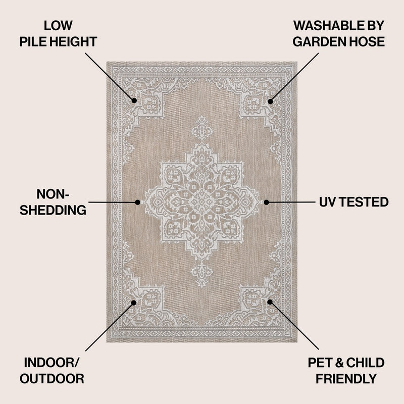 Arden Vintage Casual Medallion Indoor/Outdoor Area Rug