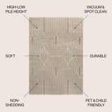 Pastel MidCentury Art Deco Striped Arches Two-Tone High-Low Area Rug