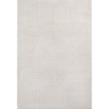 Pastel MidCentury Art Deco Striped Arches Two-Tone High-Low Area Rug