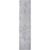 Pastel MidCentury Art Deco Striped Arches Two-Tone High-Low Area Rug