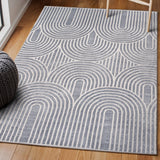 Pastel MidCentury Art Deco Striped Arches Two-Tone High-Low Area Rug