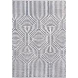 Pastel MidCentury Art Deco Striped Arches Two-Tone High-Low Area Rug