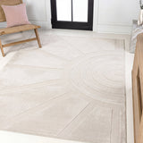 Nordic MidCentury Scandinavian Abstract Sun Two-Tone High-Low Area Rug