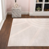 Nordic MidCentury Scandinavian Abstract Sun Two-Tone High-Low Area Rug