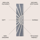Nordic MidCentury Scandinavian Abstract Sun Two-Tone High-Low Area Rug