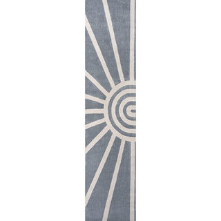 Nordic MidCentury Scandinavian Abstract Sun Two-Tone High-Low Area Rug