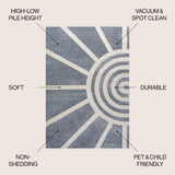 Nordic MidCentury Scandinavian Abstract Sun Two-Tone High-Low Area Rug